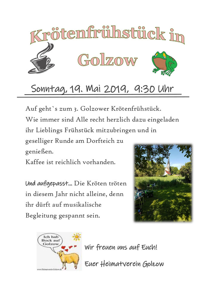 Krötenfest Frühsück am Dorfteich 2019 in Golzow 16230 Brandenburg Barnim