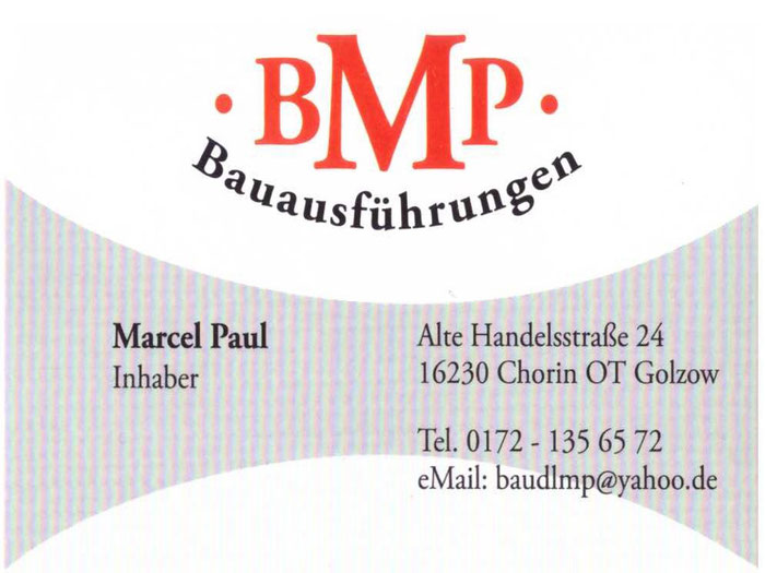 BMP Bauausführungen Marcel Paul Golzow 16230 Barnim