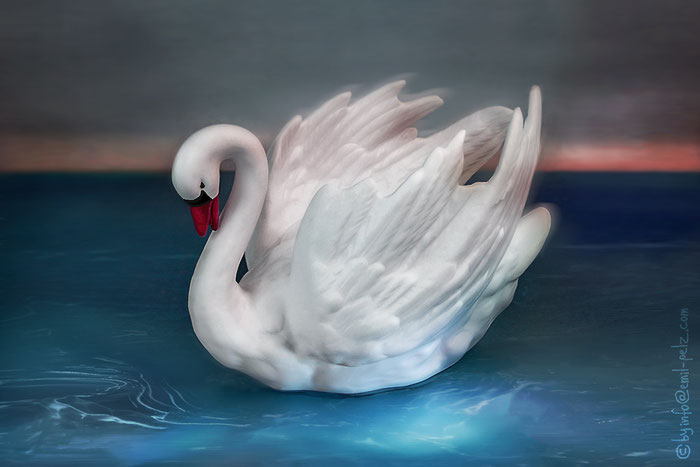 Exponattitel: Schwan - Exponatgröße: 20 x 30 cm - Art: fineART & digiART - © by Emil Pelz 2023