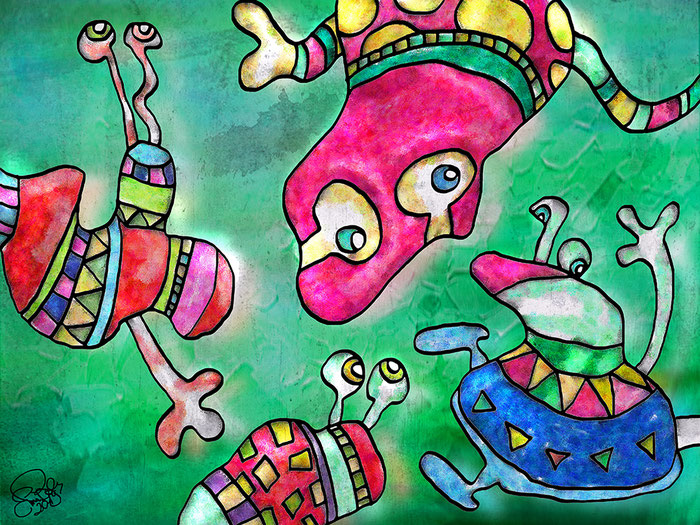 Exponattitel: Future World III - Exponatgrößen: 30 x 40 - Art: Aquarellmalerei - © by Pelz Kreativ 2019