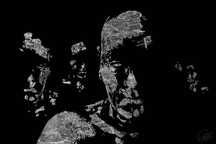 Exponattitel: The Zombie Nation, Exponatgröße:  50 x 75 cm, Art: digiART, © by Pelz Kreativ 2022, Kunst, Zombies, Gesicht, schwarz, grau, SW, Exponat, Dezember,
