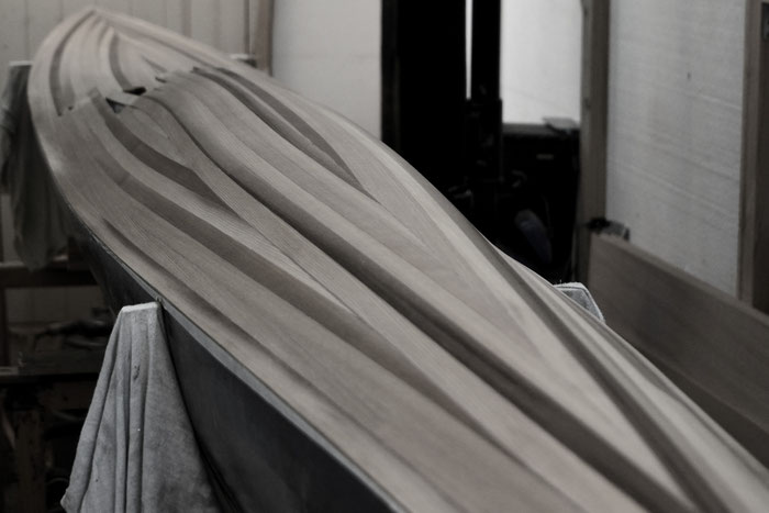 Holzkajak aus Western Red Cedar in der Leistenbauweise gebaut