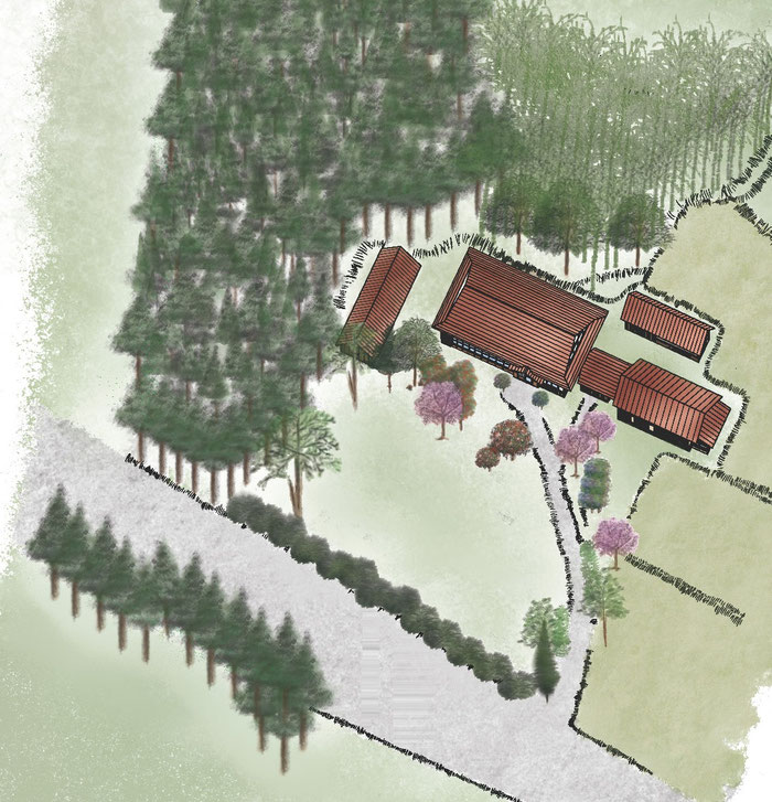 東北工業大学建築史研究室　中村研　本寺重要文化的景観　屋敷構え実測図