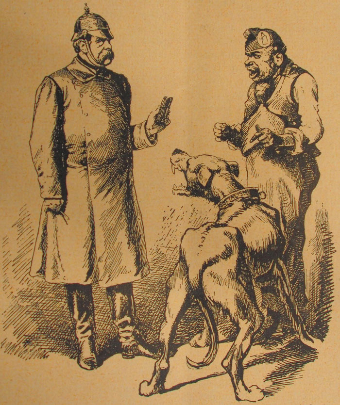 Bismarck weist einen Kommunisten mit seiner bissigen Dogge in die Schranken.