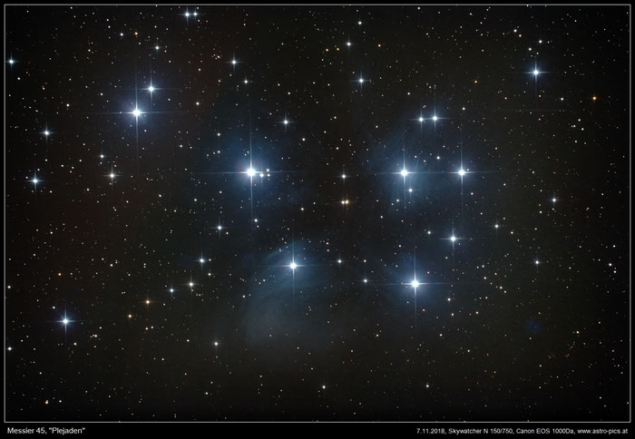 M45, Plejaden im Sternbild Stier