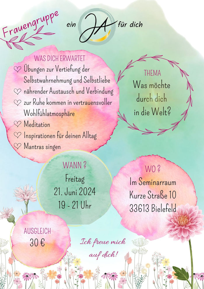 Flyer von Frauengruppe, Frauenkreis in Bielefeld. 