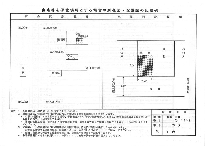 ２ 保管場所の所在図 配置図の作成 横浜市鶴見区 車庫証明書代行サービス