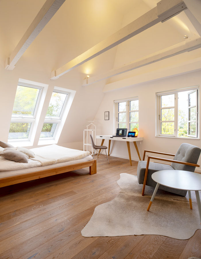 Schlafzimmer in Richtung Westen - Ferienhaus JohannisNest St. Peter