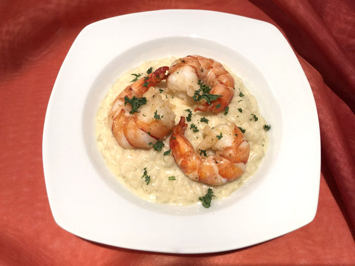 Risotto al limone mit Crevetten