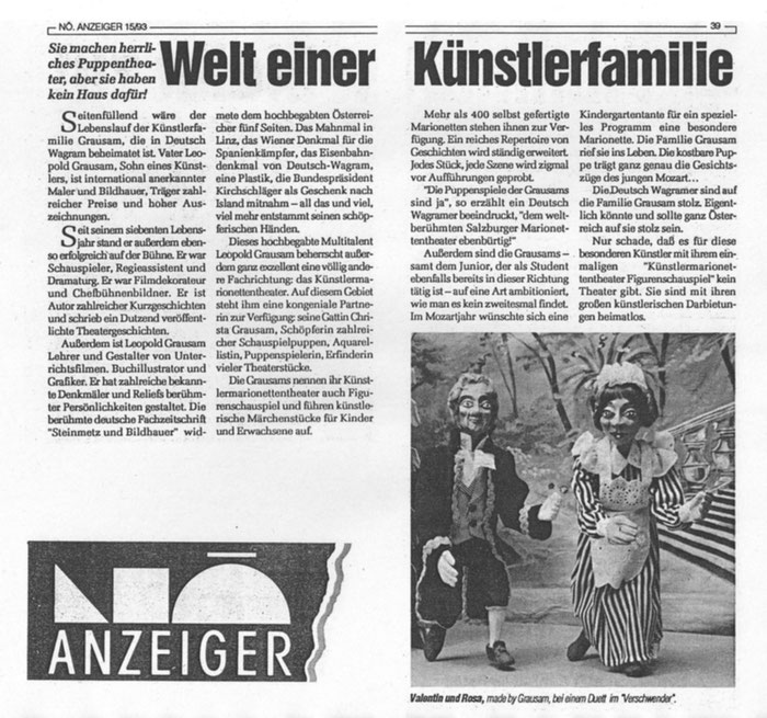 Nö Anzeiger "Welt eiiner Künstlerfamilie"