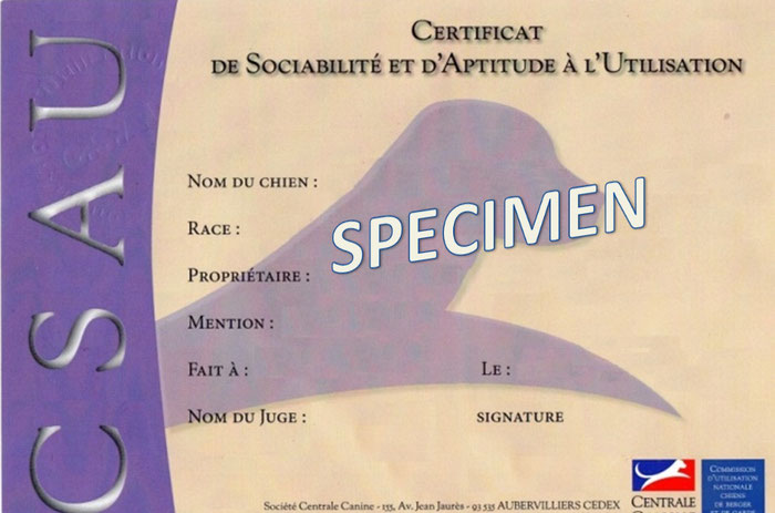 CSAU Certificat de Sociabilité et d'Aptitude à l'Utilisation