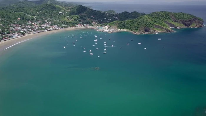 Vue aérienne de la Baie de San Juan del Sur