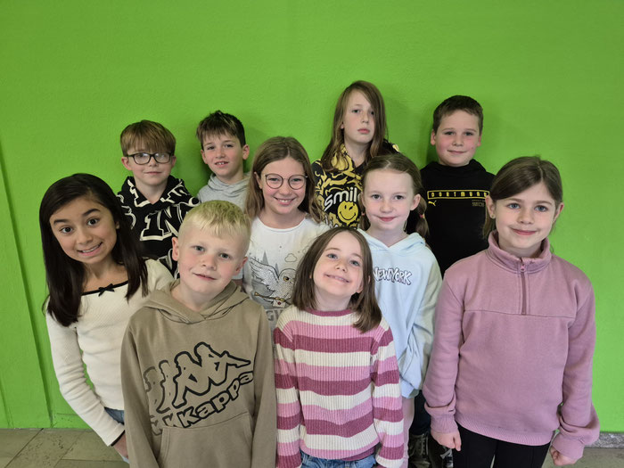 Hier engagieren sich für die Schule: Felix, Emilio, Maja, Vincent, Jonas, Miray, Leon, Merle, Emilia, Mila, Ruby und Melina