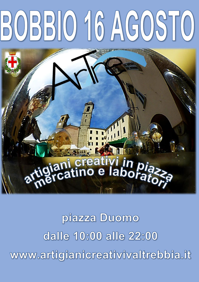 Bobbio 16 agosto - ArTre in piazza con laboratori creativi e mercatino artigianale