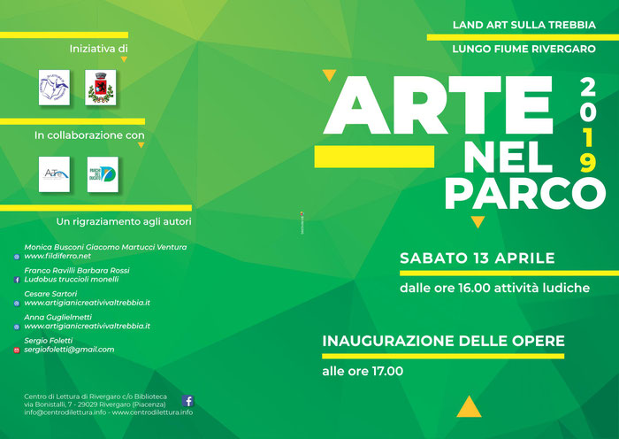 Gli Artigiani di ArTre a  Rivergaro 13 aprile 2019    Inaugurazione ore 17:00   Arte nel parco land art sul fume Trebbia.