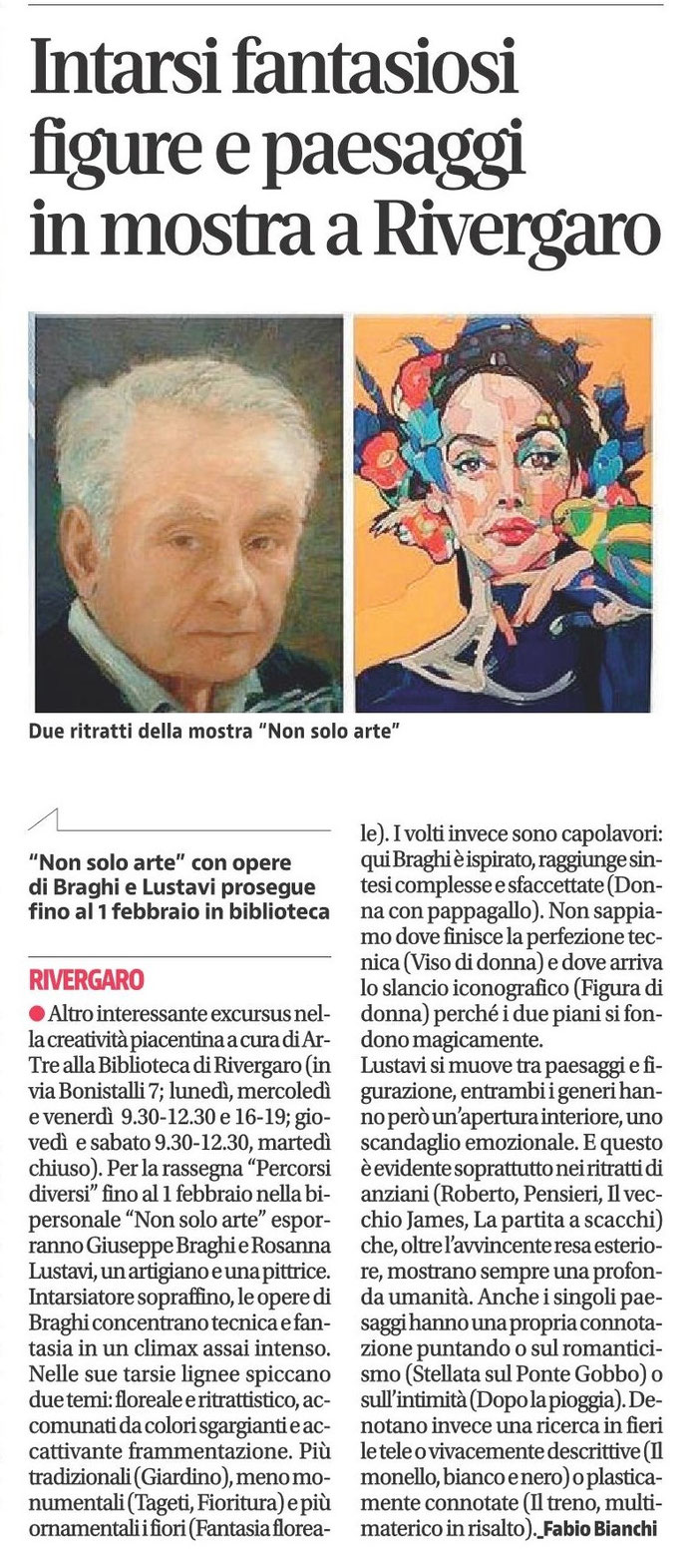 quotidiano Libertà: Rivergaro: Mostra spazio espositivo "Percorsi diversi" del  Centro di Lettura   " NON SOLO ARTE "  Rosanna Lustavi e Giuseppe Braghi