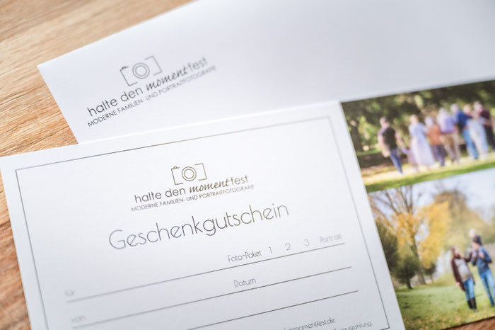 Geschenkgutschein für verschiedene Fotoshootings in Düsseldorf oder Duisburg von haltedenmomentfest.de