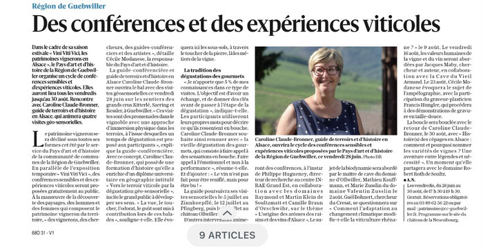 Article publié dans les DNA et l'Alsace, mercredi 26 juin 2024