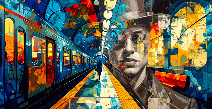 Station to Station - Abstract Artwork - Bahnhof mit Zug