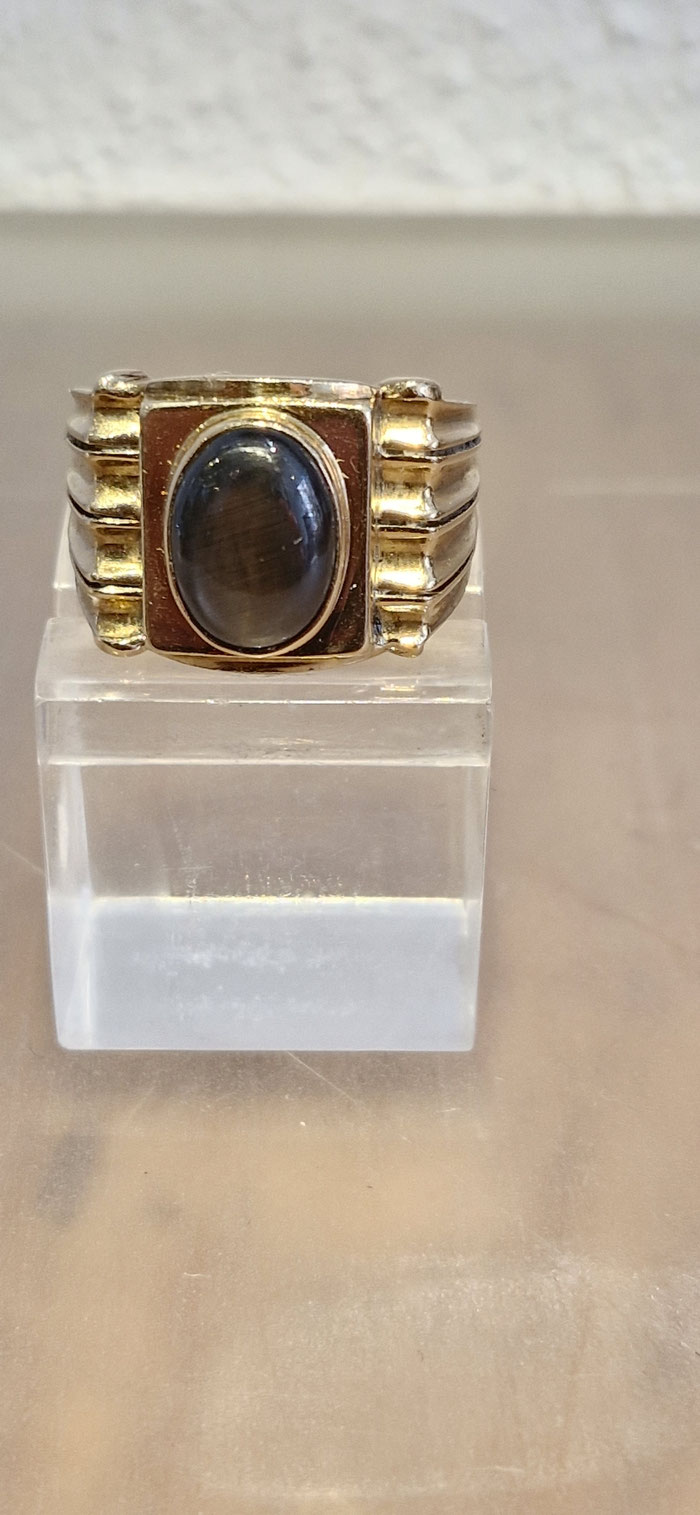 Herrenring 750er 18ct. Gold Sternsaphir Carbochon