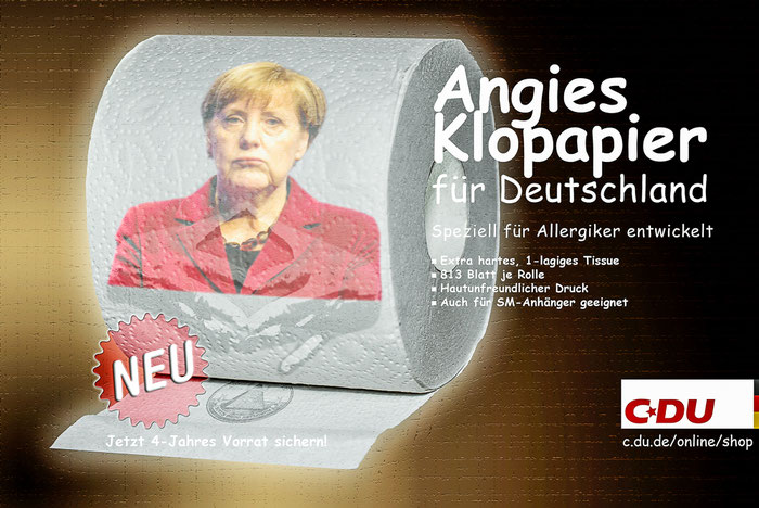 Angela Merkel, CDU, CSU, Politik, Satire, Klopapier