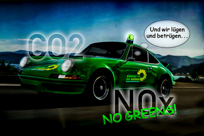 Grüne, Bündnis 90 die Grünen, CO2, NOx, Lüge, Klimawandel, Politik, Satire, 