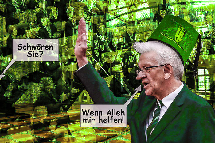 Grüne, Baden-Württemberg, Ministerpräsident, Winfried Kretschamen, Politik, Deutschland, Satire