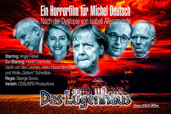 Horst Seehofer, Angela Merkel, Ursula von der Leyen, Wolfgang Schäuble, Heiko Maas, Bundestag, Lügen, Lügengebäude, Deutschland. Politik, Satire