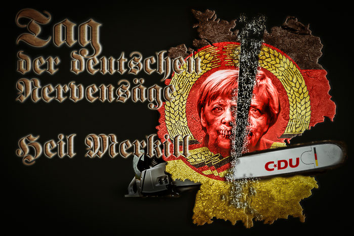 Angela Merkel, Zombie, Ferkel Tag der deutschen Einheit, CDU, Politik, Satire, 