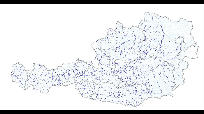 オーストリアの水力発電所の分布図
