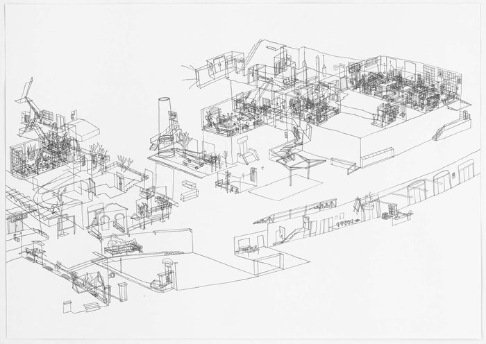 Meisterzimmer in der Spinnerei . 2018 . Bleistift auf Papier . 42 x 60 cm