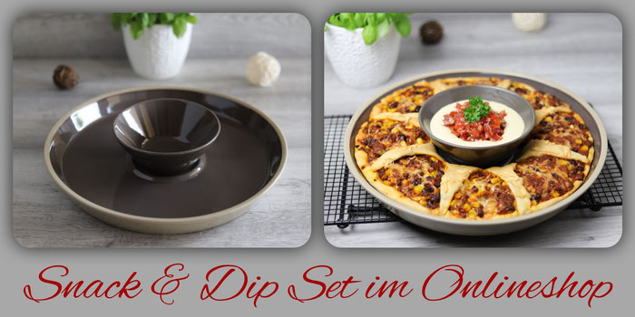 Snack & Dip Set Stoneware mit runder Servierplatte von Pampered Chef im Onlineshop bestellen