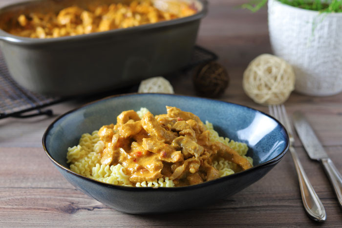 Geschnetzeltes, Schnitzeltopf, Räuberschnitzeltopf im Ofenzauberer oder Zaubermeister von Pampered Chef aus dem Onlineshop