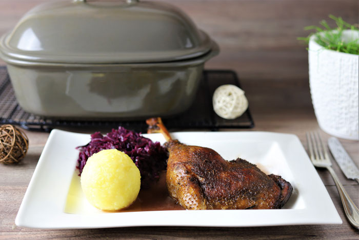 Gans Gänsebraten Gänseschlegel im Ofenmeister von Pampered Chef aus dem Onlineshop