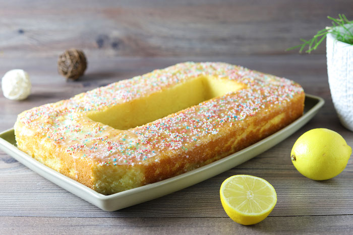 Zitronen Kuchen als Zahl oder Buchstabe, Lettercake Numbercake mit Pampered Chef