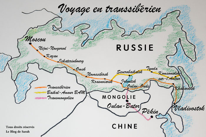 carte des trajets en train transsibérien - Le blog de Sarah
