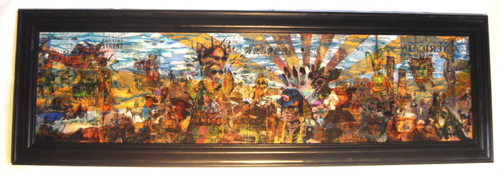 Techniques mixtes & transferts d'images sur verre, 120X30cm, 2015