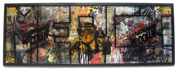 Techniques mixtes & transferts d'images sur verre, 97X36cm, 2016