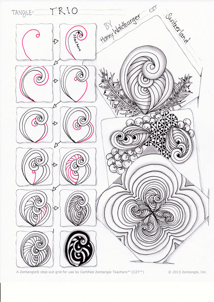 zentangle pattern trio by zenjoy
