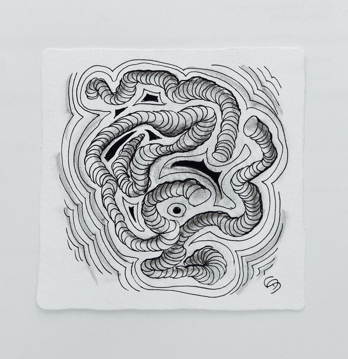 "A Zentangle® a day keeps stress away" : Daniel's erstes Werk nach dem Zentangle® Team-Kurs