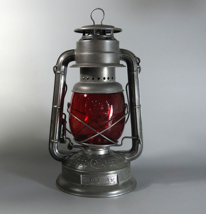 Feuerhand Kerosene Lantern Nr. 260 with red Embossed globe and German Badge