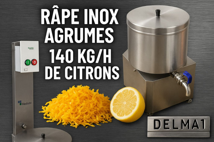 râpe électrique pour zester citrons industrielle 140 kg de citrons zestés par heure