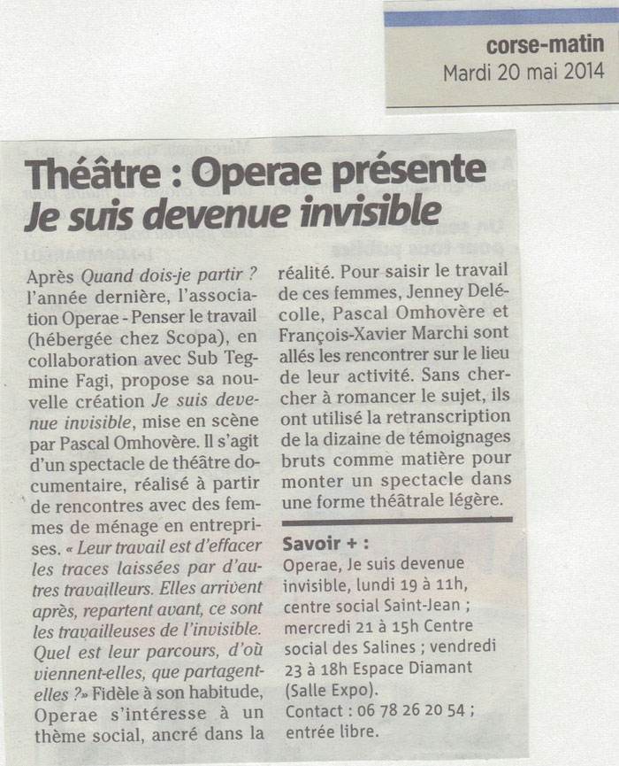 Corse-Matin - 20 mai 2014