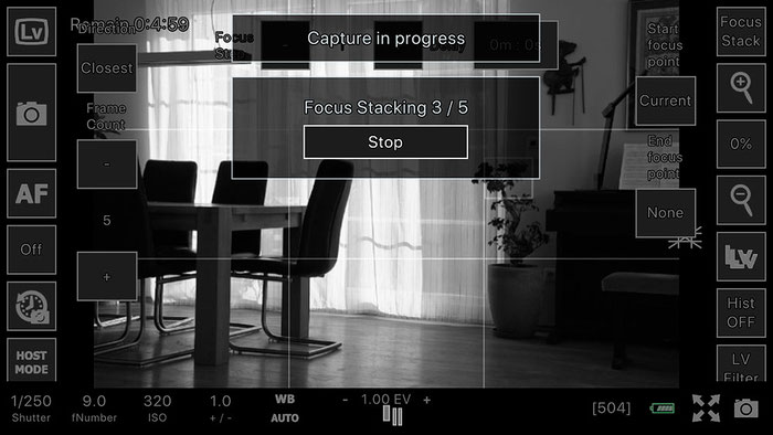 Test: WLAN Tethered Shooting und Focus Stacking mit der App ControlMyCamera V1.0.1. Screenshot und Foto: Bonnescape