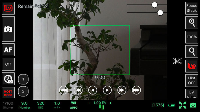 Test: WLAN Tethered Shooting mit ControlMyCamera V1.0.1. Live View mit Bildschirmlupe. Screenshot und Foto: Bonnescape