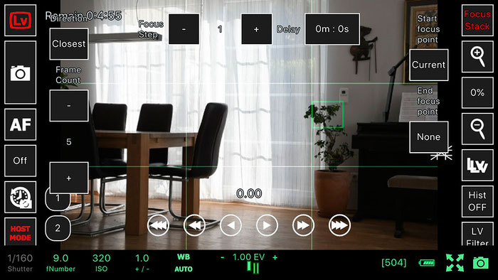 Test: WLAN Tethered Shooting und Focus Stacking mit der App ControlMyCamera V1.0.1. Screenshot und Foto: Bonnescape