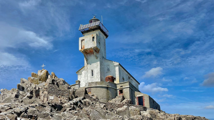Leuchtturm von Tévénnec, Bretagne, Finistère, Cap Sizun, Atlantik