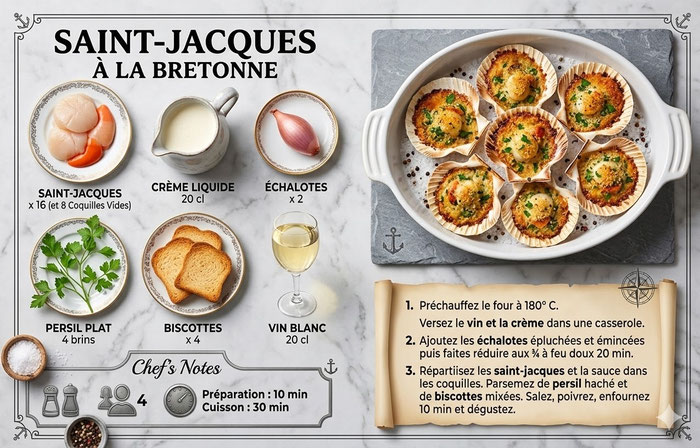 Jakobsmuscheln auf bretonische Art, Rezept, Ferienhausküche, Bretagne, Ker Armor und Tal Ar Mor, Plouhinec, Cap Sizun