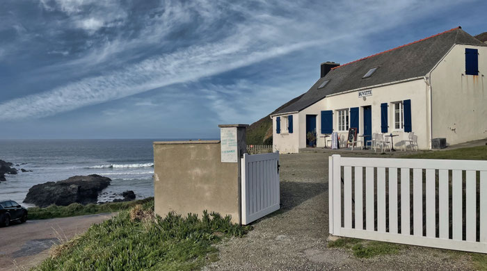Pors Théolen, La Buvette de Pors Théolen, die Buvette, Café, Bar, am Meer, Atlantikblick