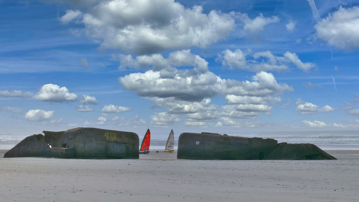 Strandsegeln in der Bucht von Audierne, auf 10 Kilometern Sandstrand, Penhors